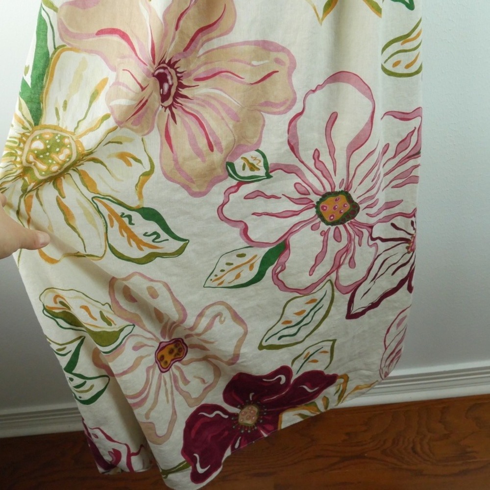 Vintage Old Navy Linen Blend Floral Halter Maxi Dress Boho Fairy Beach Resort M - Picture 8 of 11